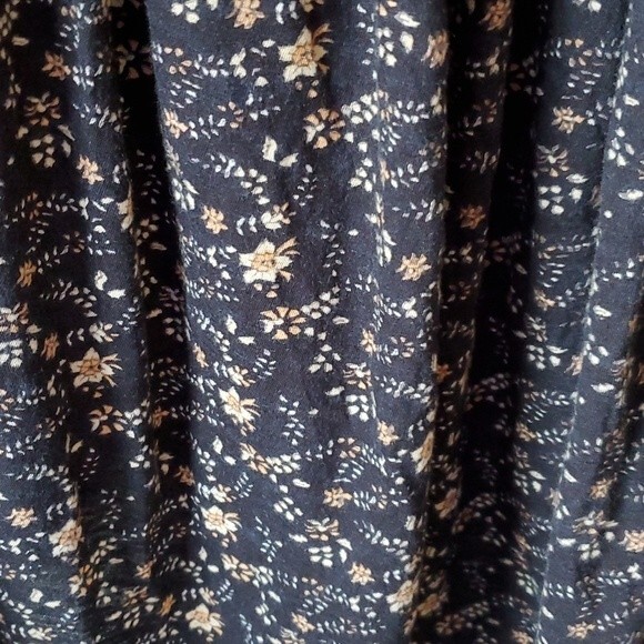 FREE PEOPLE PUFF SLEEVE PAISLEY COTTON KNIT TOP SIZE SMALL BOHO BLACK CREAM - Picture 5 of 11